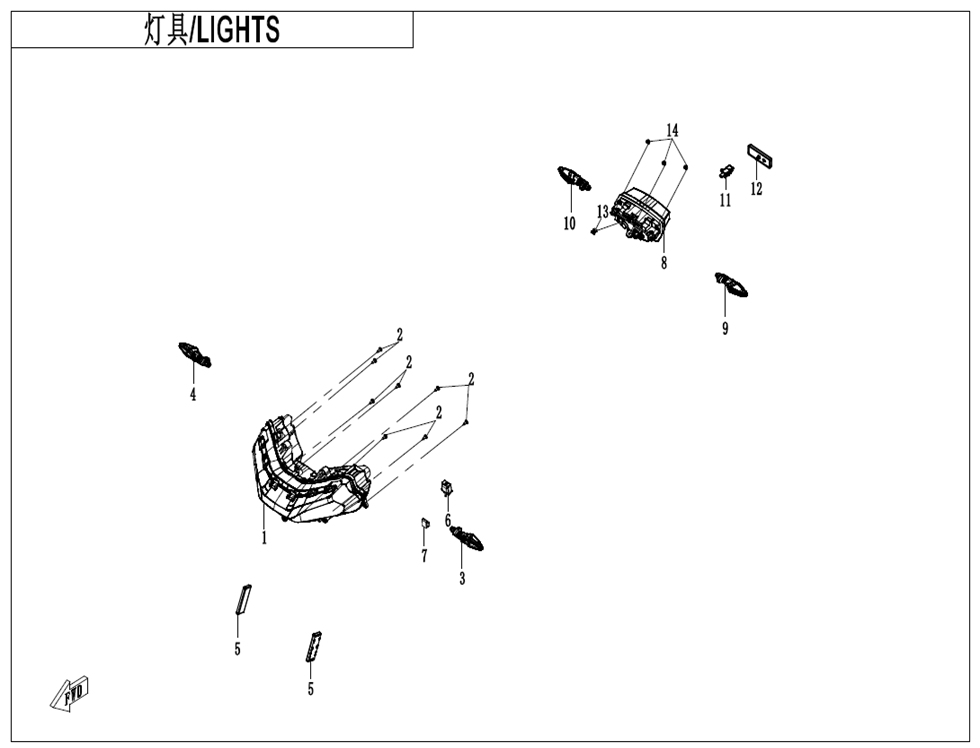 700MT 2026 F16 Lights exploded diagram